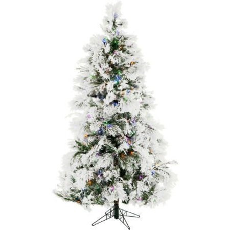 ALMO FULFILLMENT SERVICES LLC Christmas Time Artificial Christmas Tree - 6.5 Ft. Frosted Fir Multi - Color/Clear LED Lights CT-FF065-ML